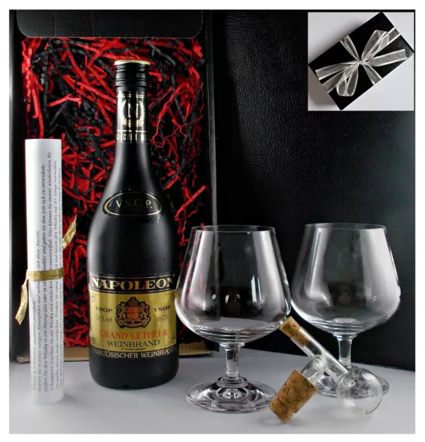 Napoleon VSOP französischer Brandy +Glasportionierer+ 2 Cognacschwenker Geschenk