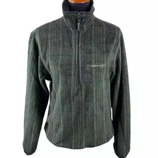 VINTAGE WOOLRICH PLAID Fleece Size M Green Embroidered Breckinridge ...