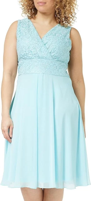 Abito da donna in pizzo metallizzato Gina Bacconi sposa madre blu, 18 pezzi di ricambio £290
