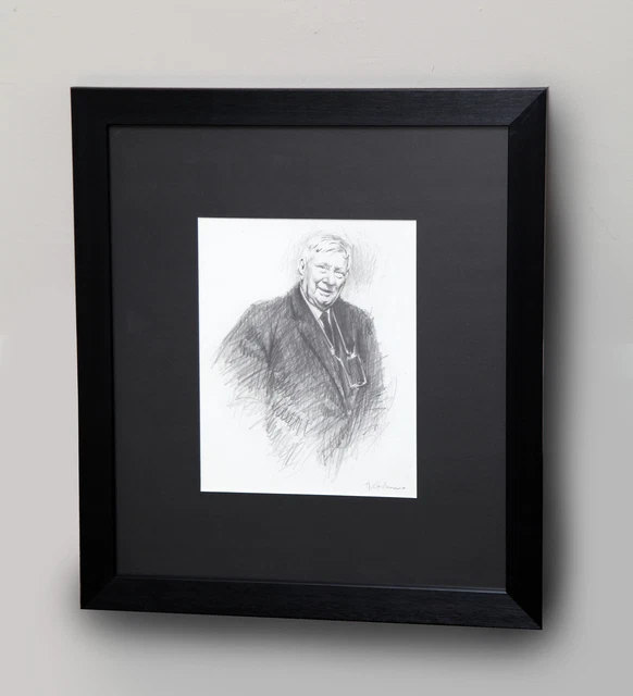 Marc Grimshaw Original Lápiz Dibujo Portrait Of L. S Lowry Del Norte Arte
