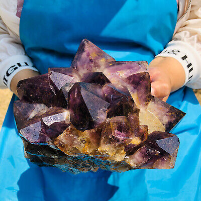 7.28LB Natural Amethyst geode quartz cluster crystal specimen Healing