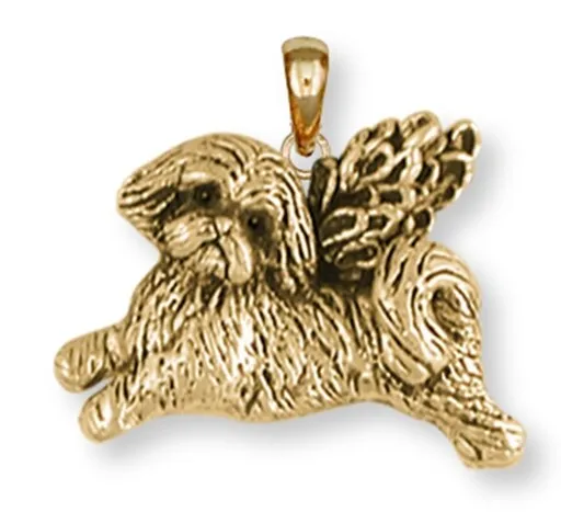Lhasa Apso Pendant 14k Yellow Gold Vermeil Dog Jewelry LSZ22-APVM