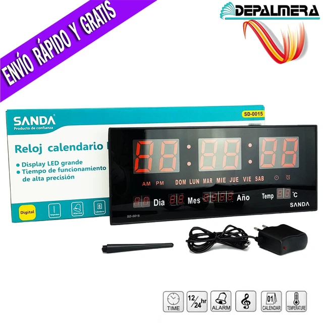 Reloj de pared digital LED moderno grande Fecha Temperatura 24 o 12 horas  Oficina