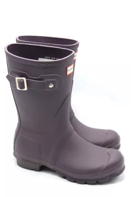 HUNTER Original Short Rain Boot Womens Size 6 Eggplant Purple Matte Refined