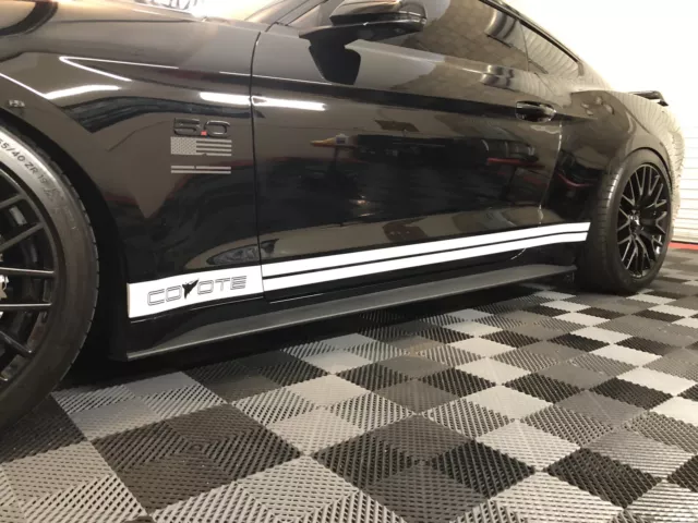 Gloss Black Stripes fits: Mustang Coyote side graphics rocker panel Vinyl decal