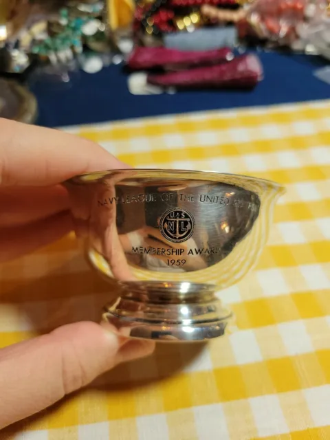 Rare Navy League Sterling Silver Poole Membership Award Bowl