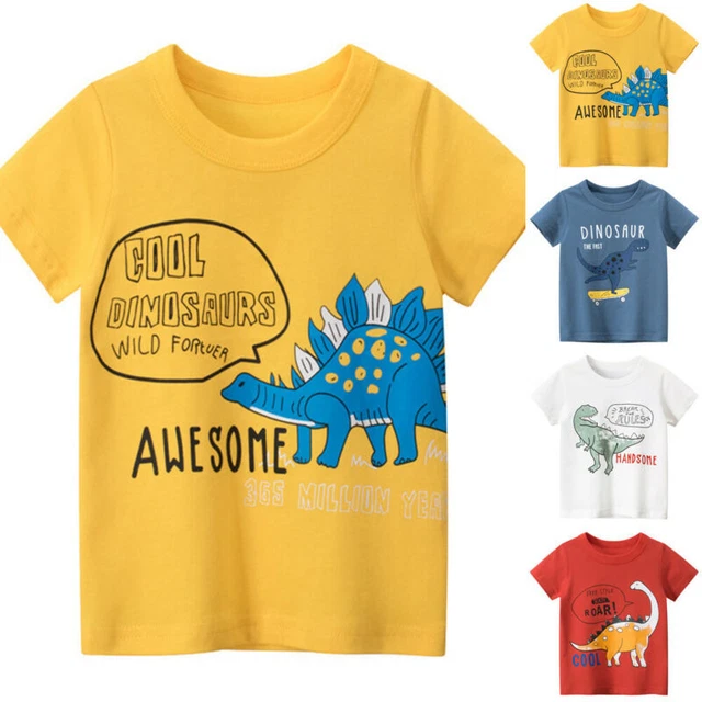 Kid Toddler Dinosaur Print Short Sleeve T Shirt Boys Girls Summer Top Blouse Tee