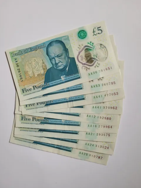 AA Polymer Bank of England £5 Five Pound Note LOW SERIAL NUMBER COLLECTOR ITEM
