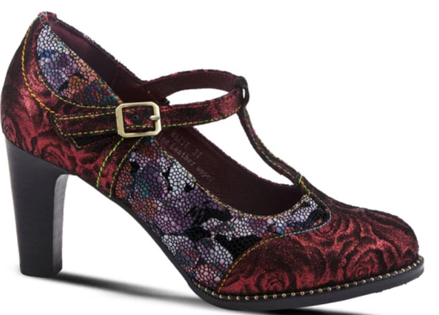 Spring Step L’Artiste Mazie Pin Up Art To Wear Bordeaux Shoes Pumps EU 37 US 7