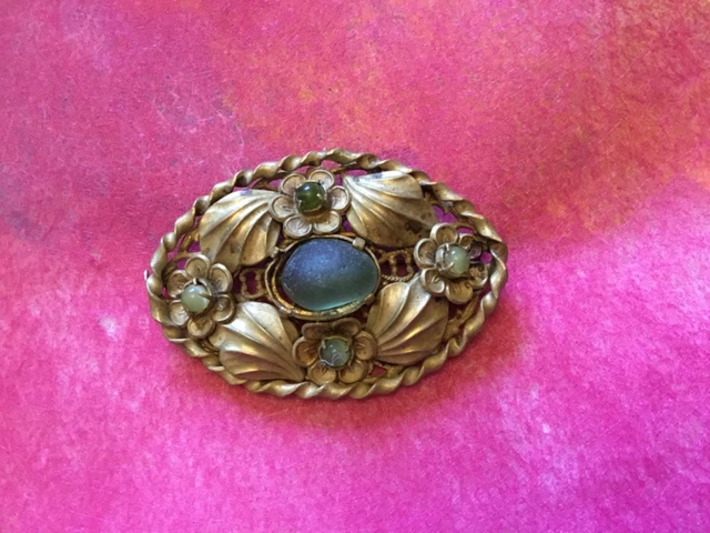 Vintage Art Deco Agatha Brooch Circa 1980 French Fashion Rattan