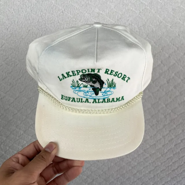Vintage 90s Alabama Resort Mens Trucker Snapback Hat Cap White One Size Stains