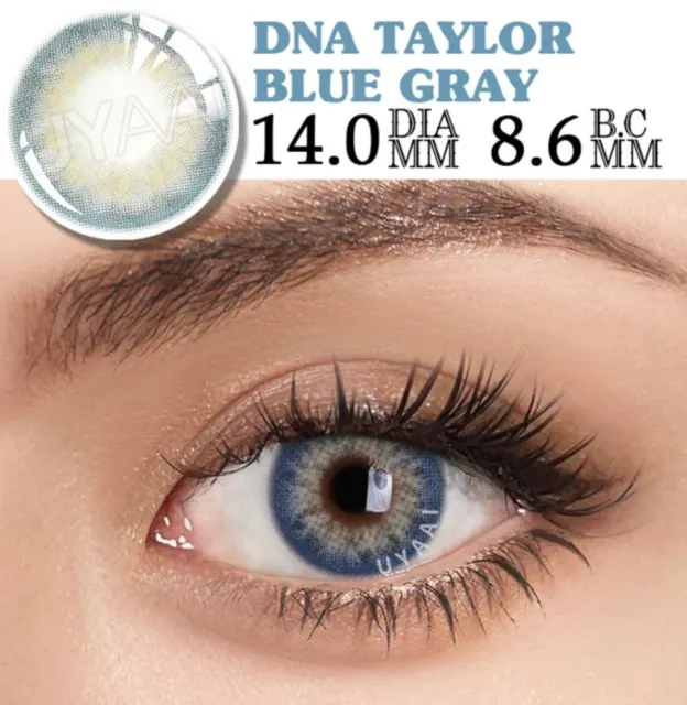 x2 Lentilles de Contact Bleu Gris Correction P-2.50 en HEMA PBDT2 / DIA 14.00