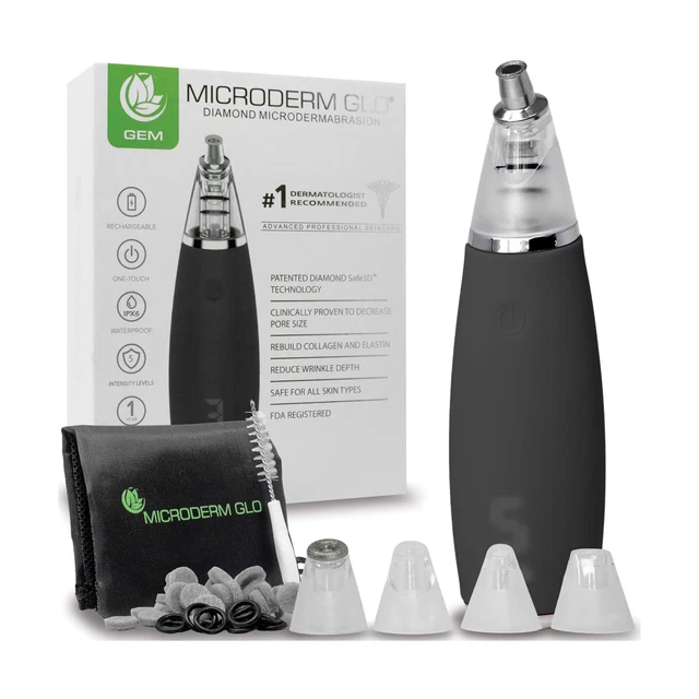 Microderm GLO GEM Diamond Microdermabrasión y Herramienta de Succión - Mejor Vacuradora de Poros...