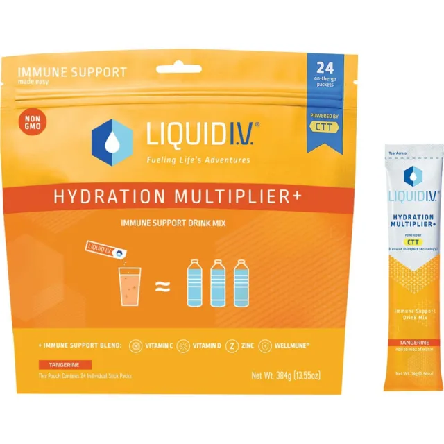 Líquido I.V. Multiplicador de hidratación más bebida de apoyo inmunológico mezcla mandarina 24 quilates