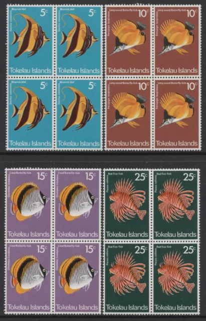 Tokelau Islands 1975 Fish set of 4 in blocks of 4 MUH