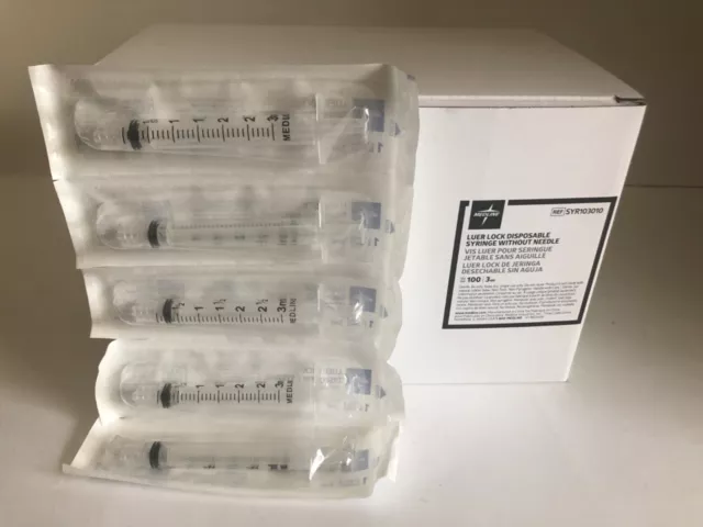 100 / 800 - Medline Sterile Luer Lock Syringe 3 ml No Needle SYR103010 Oct 2025