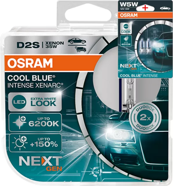 Osram D2S 12V+24V 35W XENARC COOL BLUE INTENSE NextGen. 6200K +150% 2Stk.+W5W...