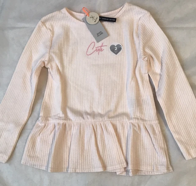 River island mini girls aged 2-3 years light pink Cute peplum ribbed set BNWT 3