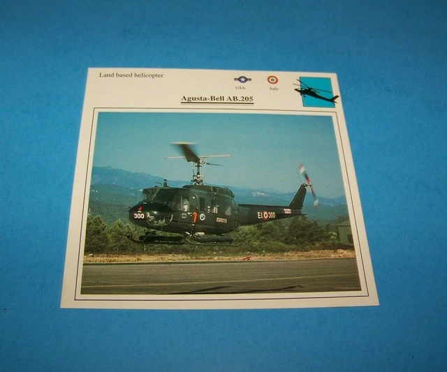 Maquette Hélico Militaire Agusta Bell AB-205 - Instruments, Treuil, Essuie-glace - Italie