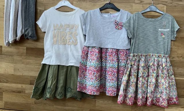 Girls Tshirt Dress Outfit Bundle & Tights 3-4 Years Lace Floral Tutu Skirt