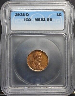 1918-D Lincoln Cent Wheat Bronze 1C Choice UNC Red Brown ICG MS63 RB