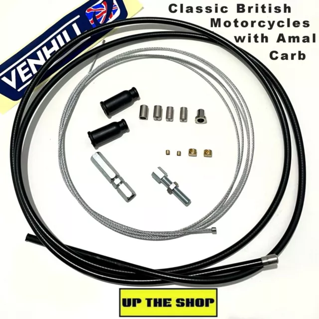 Classic British Venhill Universal Throttle Cable Kit, Amal carb 1.4m Long