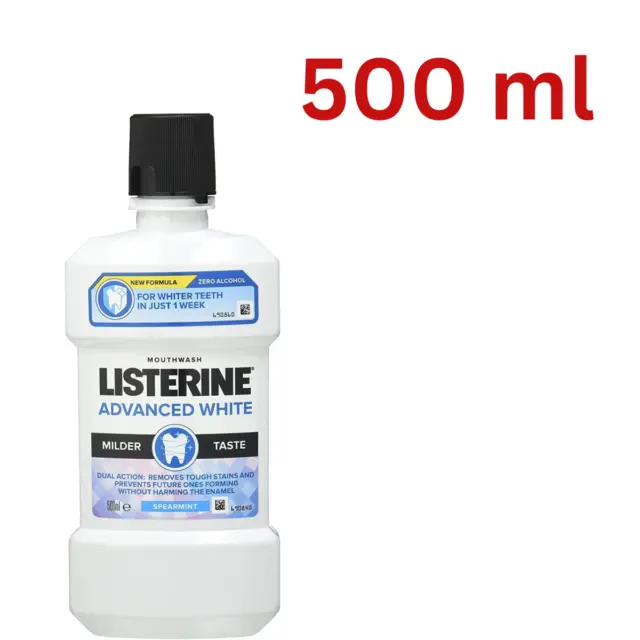 Listerine Advanced weiß milder Geschmack Mundwasser alkoholfrei Preis-Leistungs-Verhältnis-Packung 500ml-1L