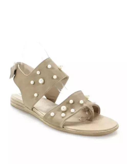 NEW LD Tuttle Womens The Core Sandals beige leather with pearls size 38.5/ 8.5M