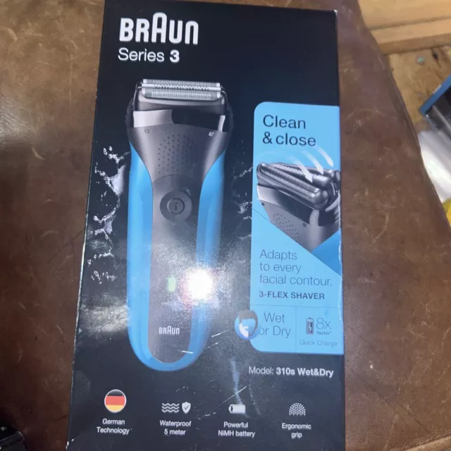 Braun Series 3 310s Rasoio elettrico bagnato e asciutto - Nero/blu