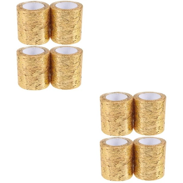 8 rollos rollo de tul tul para artesanía hágalo usted mismo cinta de tul tela de tul tul dorado tul