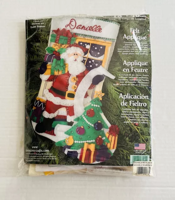 Kit de medias de Navidad aplique Dimensions Feltworks 8095 lista Santas