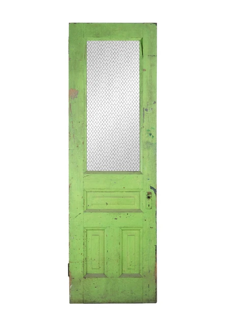 Antique Half Chicken Wire Glass Lite 3 Pane Passage Door 95 x 23