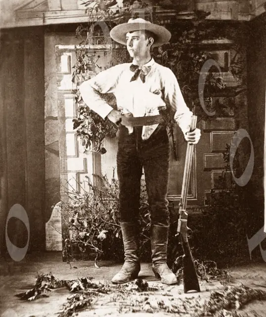 Antique 8X10 Reproduction Photo Print Old Western Cowboy With Henry Rifle # 2