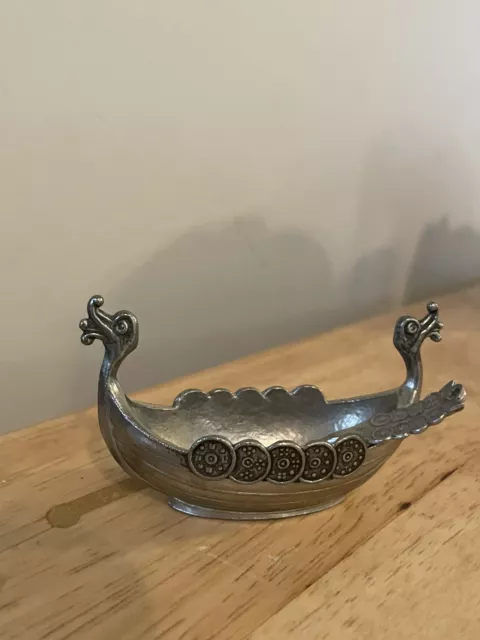 Magnus Aase Norway Sterling Viking Ship Salt Cellar