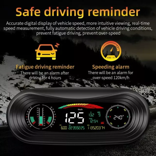 Fashion GPS Speedometer Slope Meter Inclinometer Head Up Display Overspeed Alarm