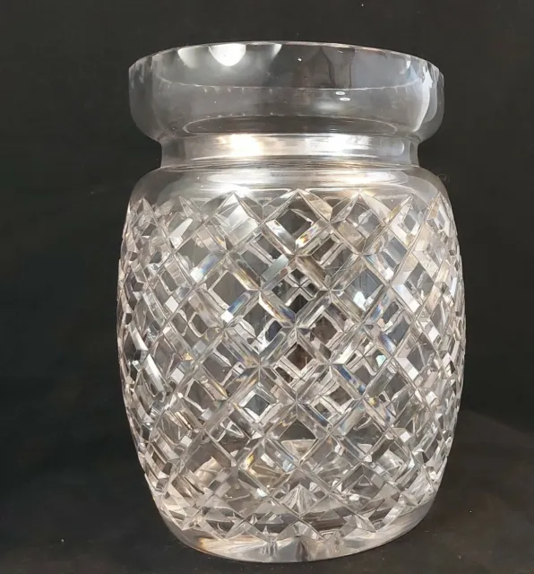 ABP American Brilliant Period Cut Glass~Crystal Heavy Vase Criss Cross~8.5” tall