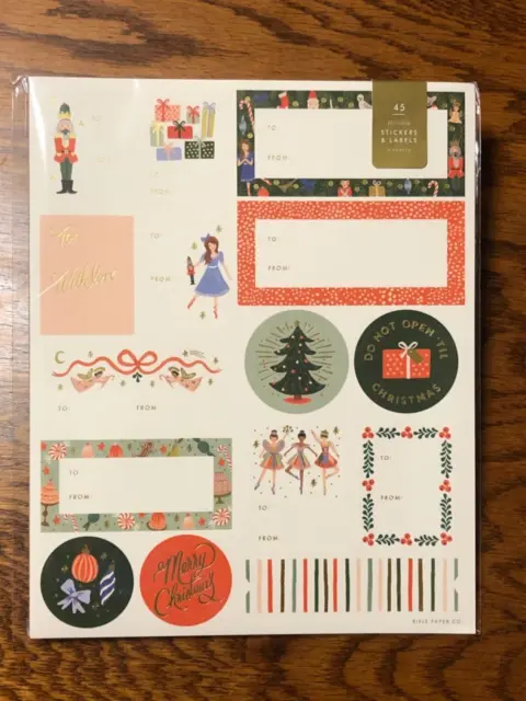 Rifle Paper Co Sticker Sheet 45 Nutcracker Holiday Stickers Labels Christmas NWT