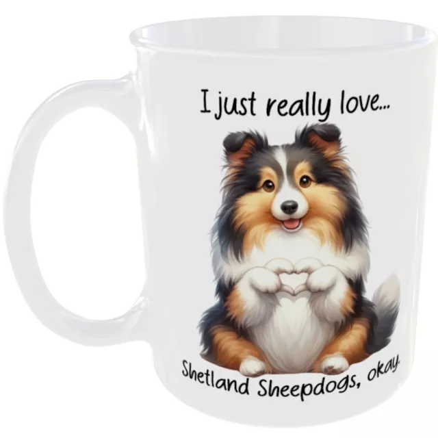 Love Shetland Sheepdog Mug Heart Dog Breed Owner Lovers Cup Sheepdogs Sheep Dogs