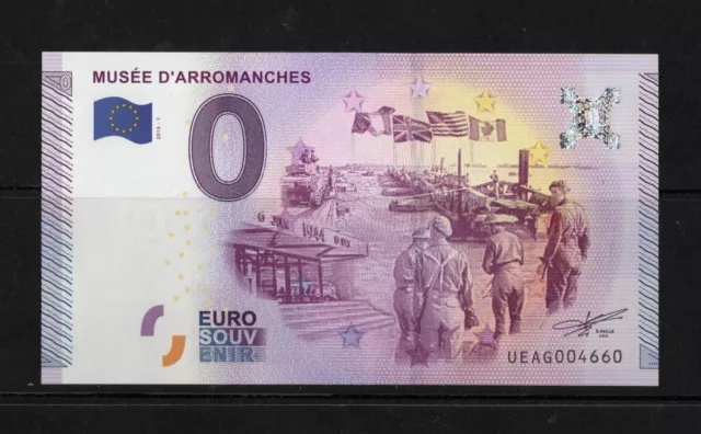 Euro souvenir billet touristique 0 Euro Musée d'Arromanches 2015