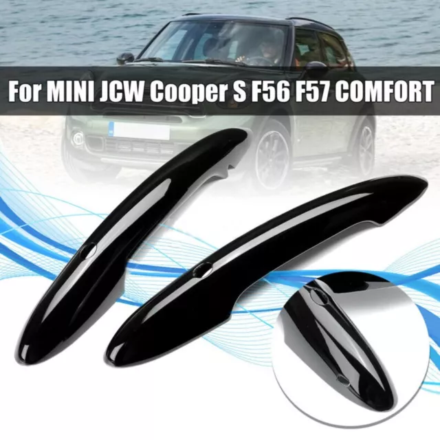 Glossy Black Door Handle Cover Cap For MINI JCW Cooper S F56 F57 COMFORT Part X2