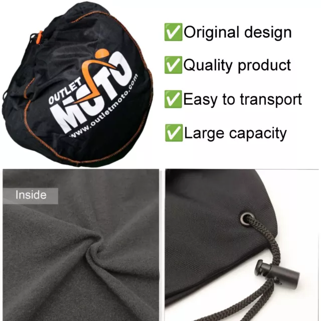 Funda De Casco Para Moto.  Bolsa De Casco Para Motocicleta, Con Cordón Ajustable 2