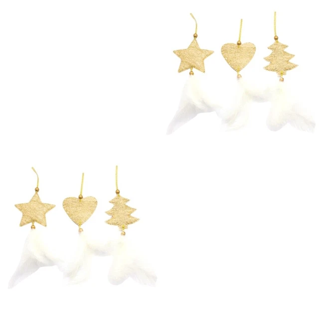 2 piezas 29.9x4cm 3 piezas árbol de Navidad cinco puntas estrella corazón pluma colgante