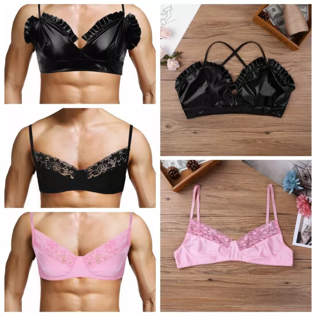 Mens Sexy Adult Sissy Male Training Bra Lingerie Satin Lace
