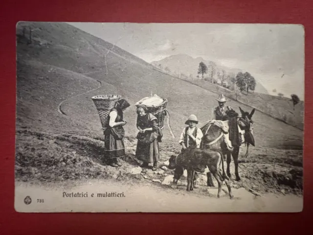 Cartolina - Costumi - Portatrici e mulattieri - 1908