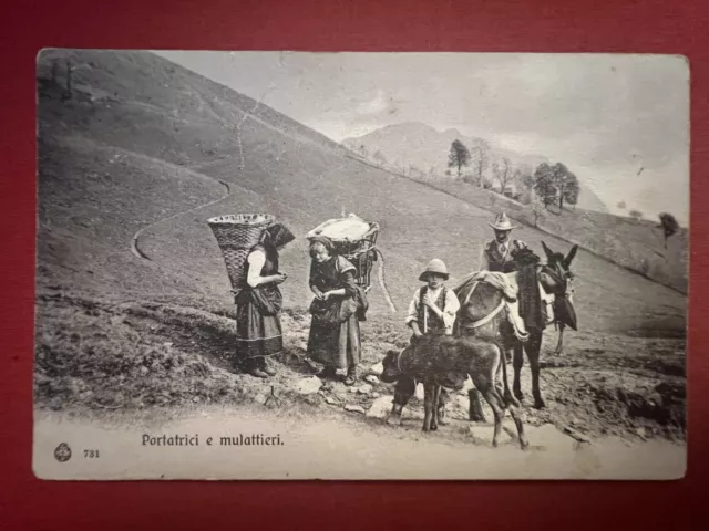 Cartolina - Costumi - Portatrici e mulattieri - 1908