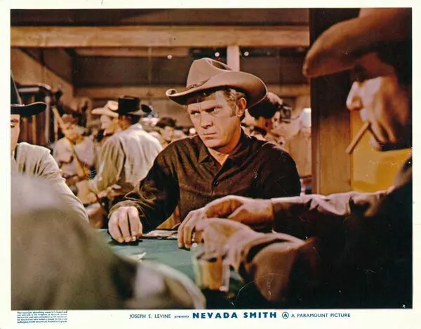 Nevada Smith Original British Lobby Card Steve Mcqueen Playing Poker