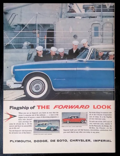 Print Ad 1950's Chrysler Imperial Newport CA-139 USS Salem Navy Ship Sailors