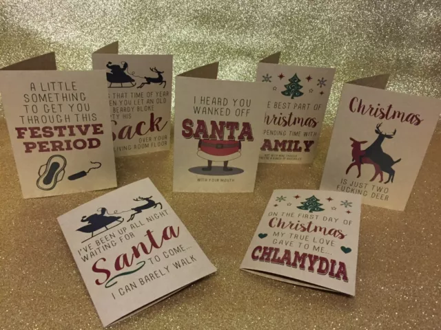 8 unhöfliche Weihnachtskarten kraftbraun GEMISCHTE DESIGNS Fluchen von Erwachsenen Humor Weihnachtspack