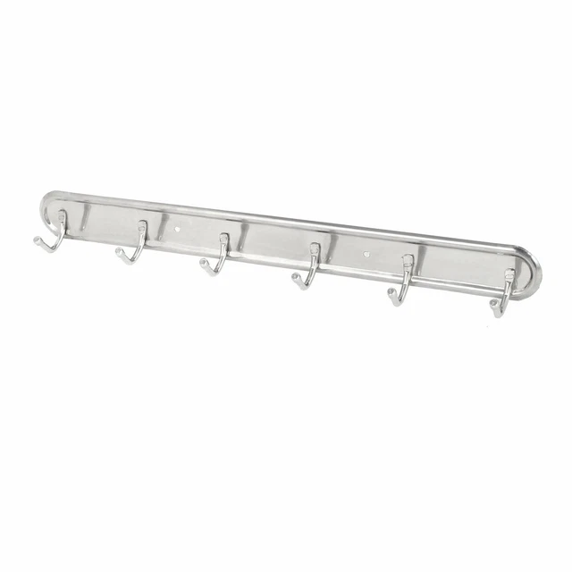 Robe Coat Hat Stainless Steel Wall Mounted 6 Hook Hanger Rail Rack