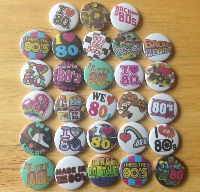 I Love  The 80's Button Badges